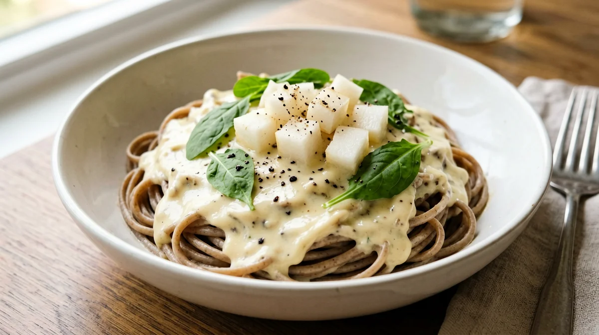 Pasta with pear, gorgonzola and rocket