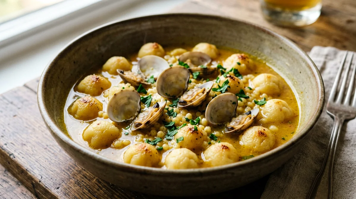 Sardinian fregola with clams and saffron