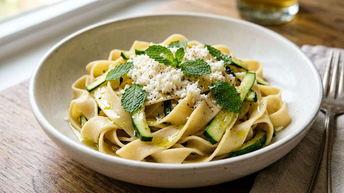 Tagliatelle di ceci fatte in casa con zucchine e menta