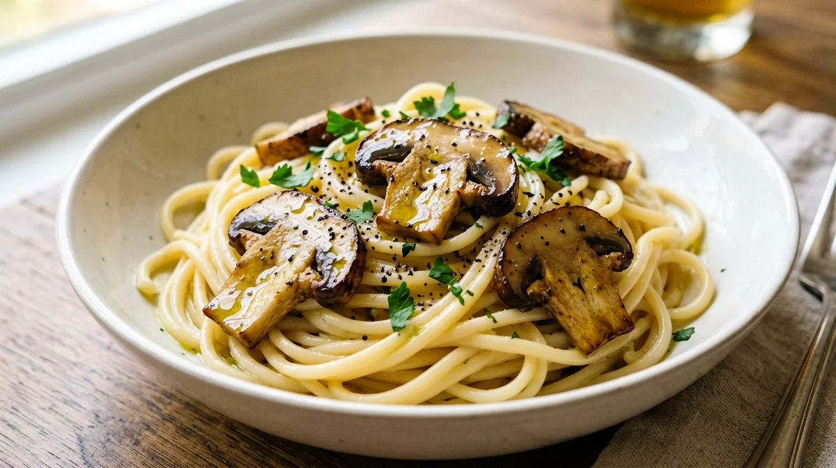 Chickpea pasta with porcini mushrooms