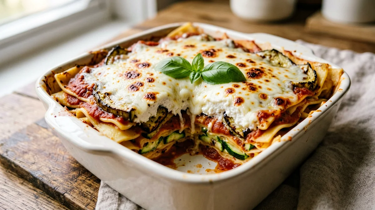 Lasagnetta vegetariana con melanzane, zucchine e ricotta