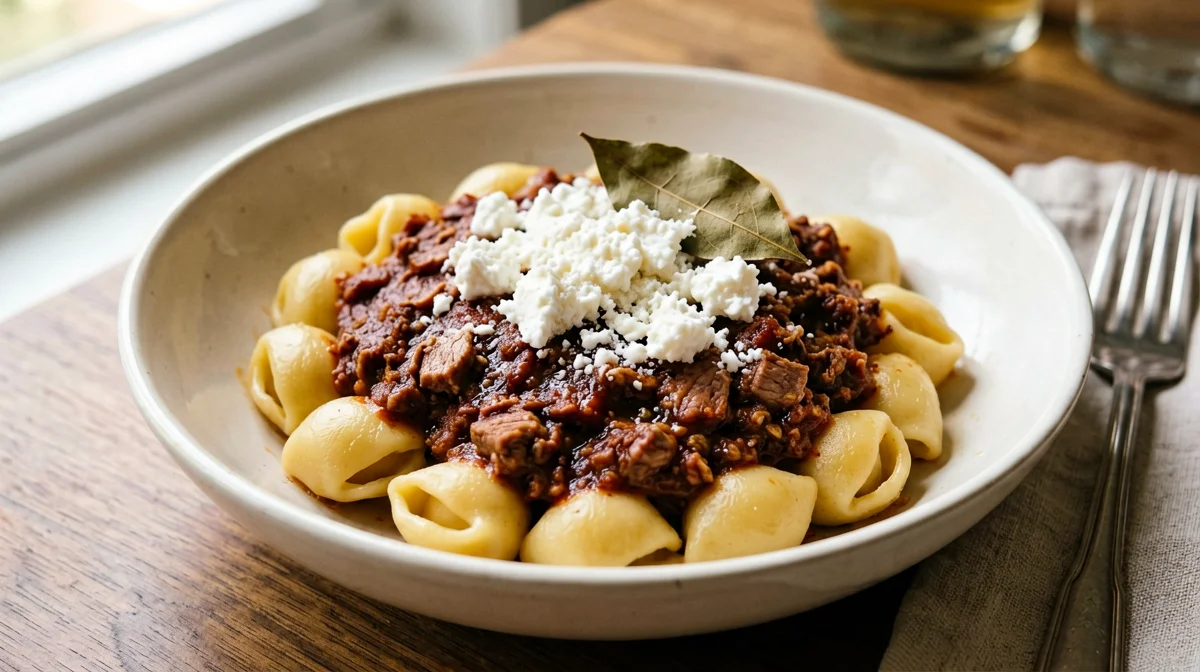 Orecchiette al ragù di maiale e cacioricotta