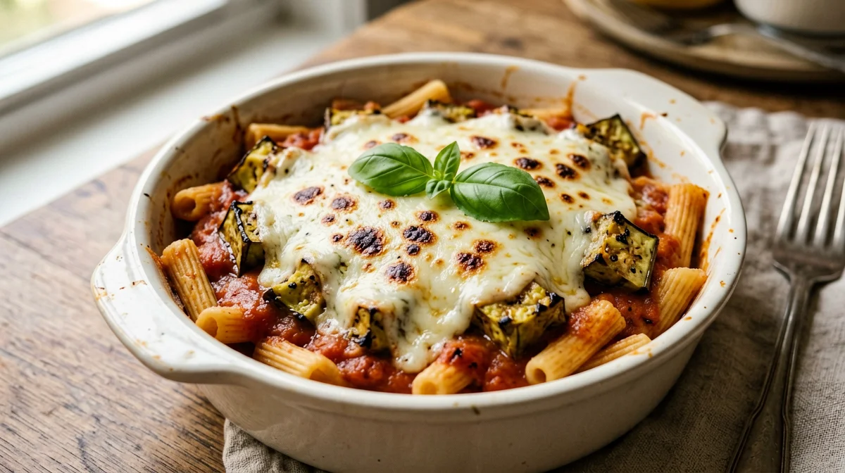 Pasticcio di pasta con melanzane e scamorza