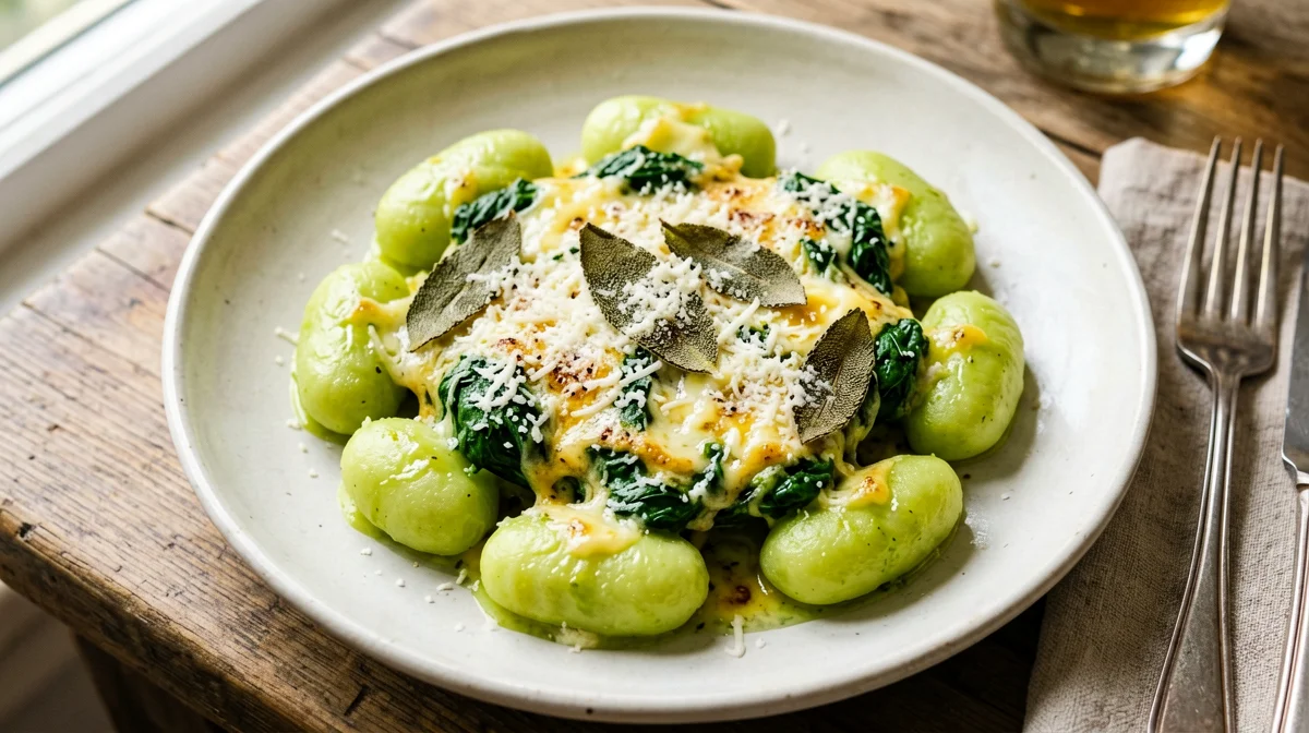 Potato and spinach gnocchi with sage butter