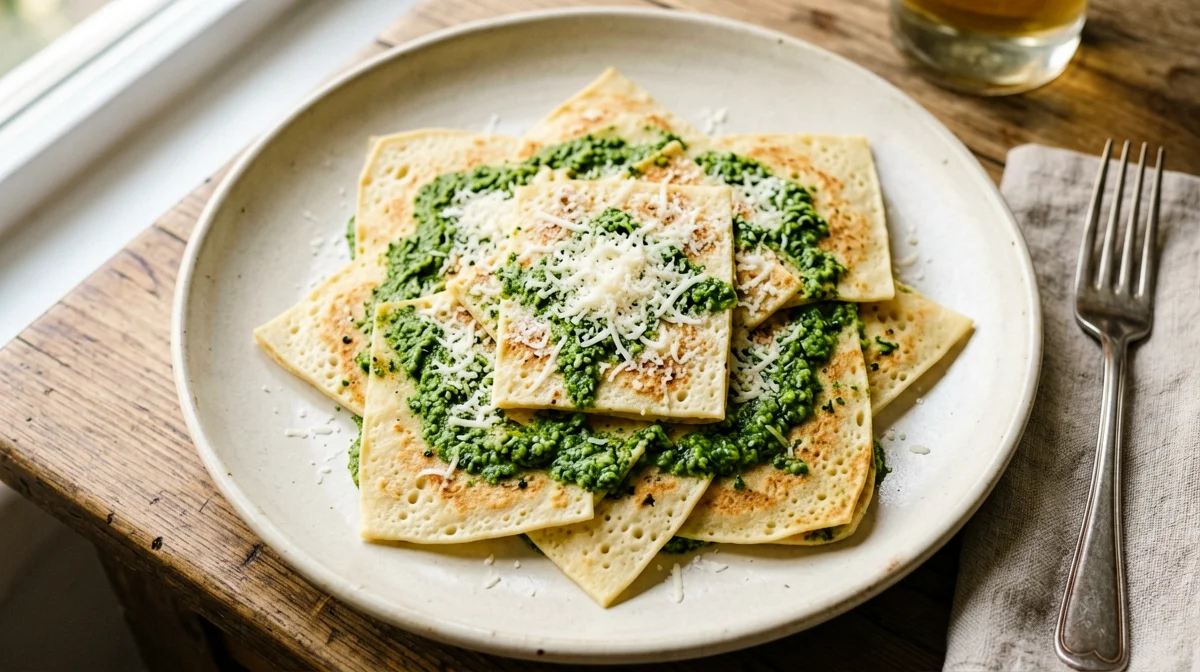 Testaroli della Lunigiana al pesto