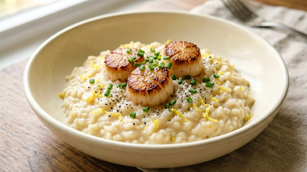 Lemon risotto with seared scallops