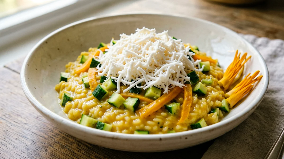 Courgette flower and saffron risotto