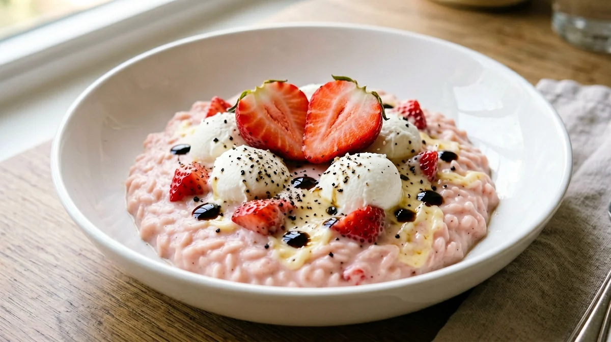 Risotto alle fragole e balsamico con robiola