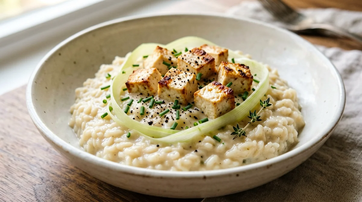 Risotto ai porri e tofu affumicato