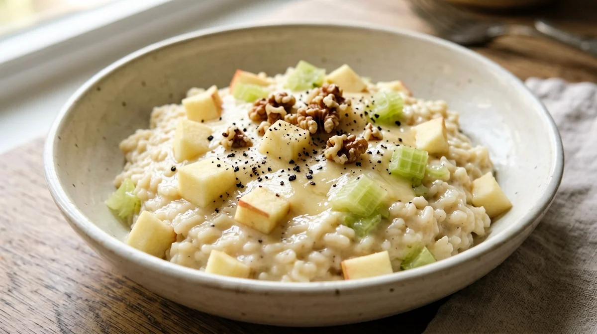 Apple, celery and walnut risotto