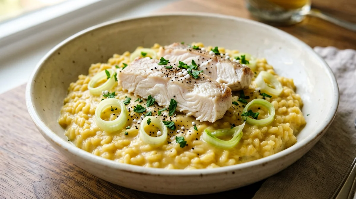 Cod, leek and saffron risotto