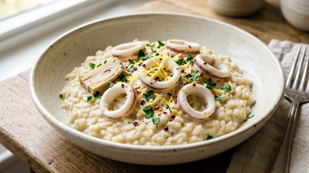 Artichoke and squid risotto