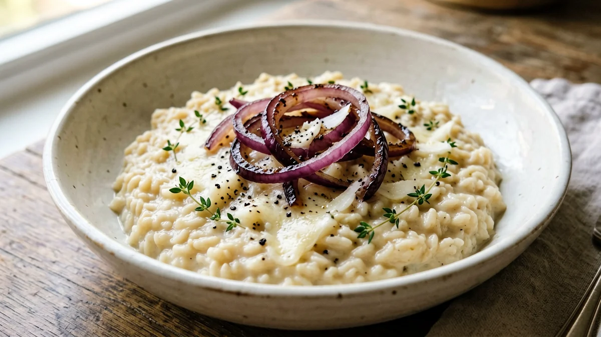 Montasio risotto with caramelised red onion