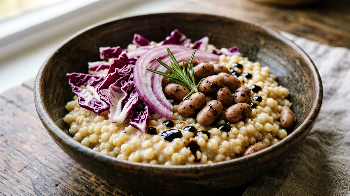 Radicchio and borlotti bean barley orzotto