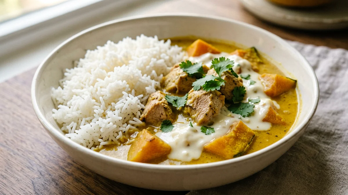 Riso basmati con tacchino al curry di zucca
