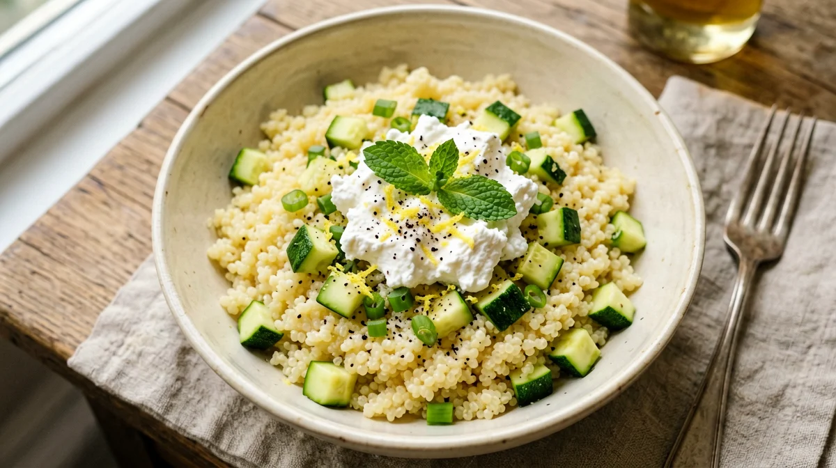 Millet with zucchini, mint and ricotta