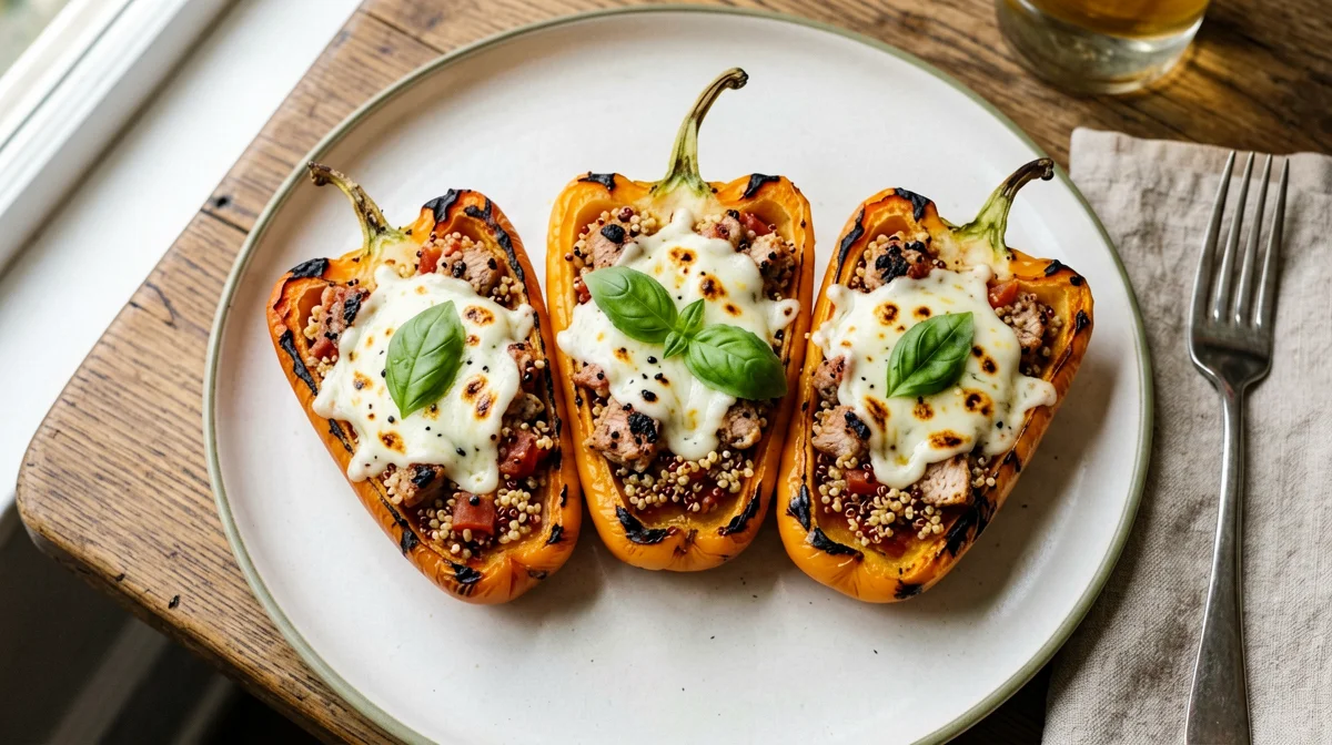 Peppers stuffed with quinoa and turkey