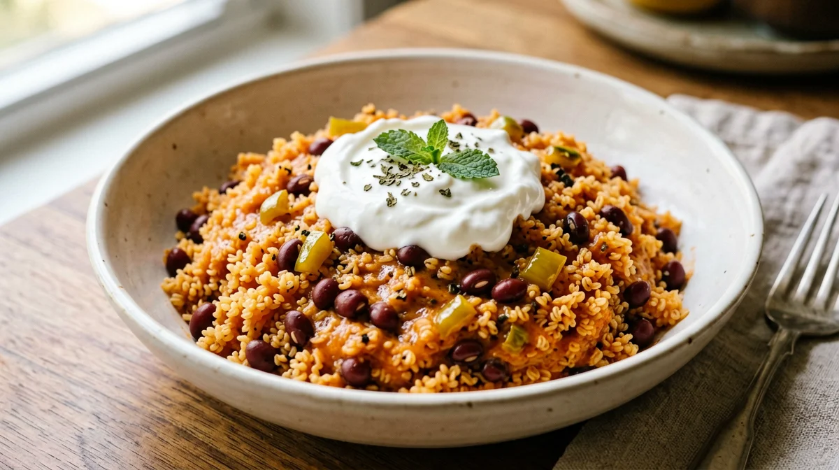 Bulgur pilaf with tomato and red lentils
