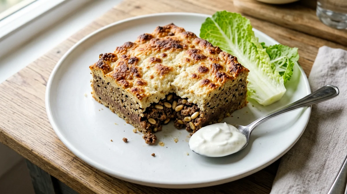 Kibbeh di bulgur al forno con manzo e pinoli