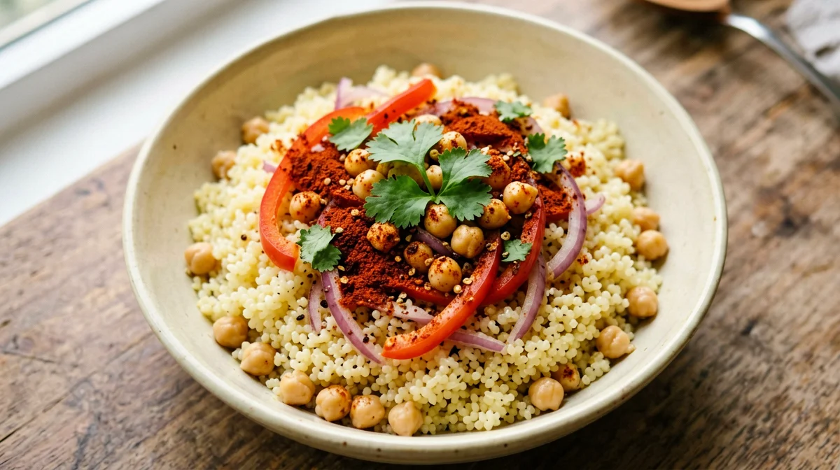 Miglio con ceci, peperoni e paprika piccante
