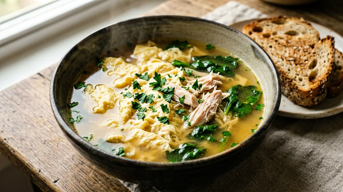 Stracciatella alla romana con spinaci e pollo