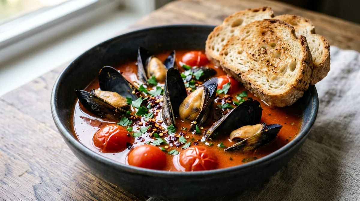 Taranto-style mussel soup with toasts