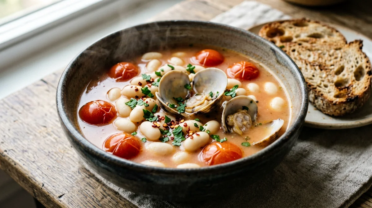 Zuppa di vongole e fagioli cannellini