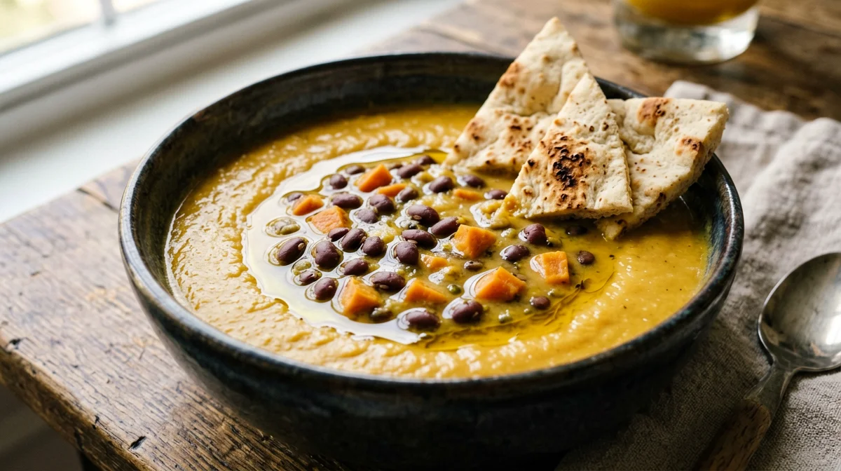 Crema di lenticchie rosse, carote e cumino