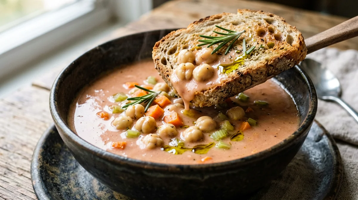 Zuppa umbra di ceci con pane e rosmarino