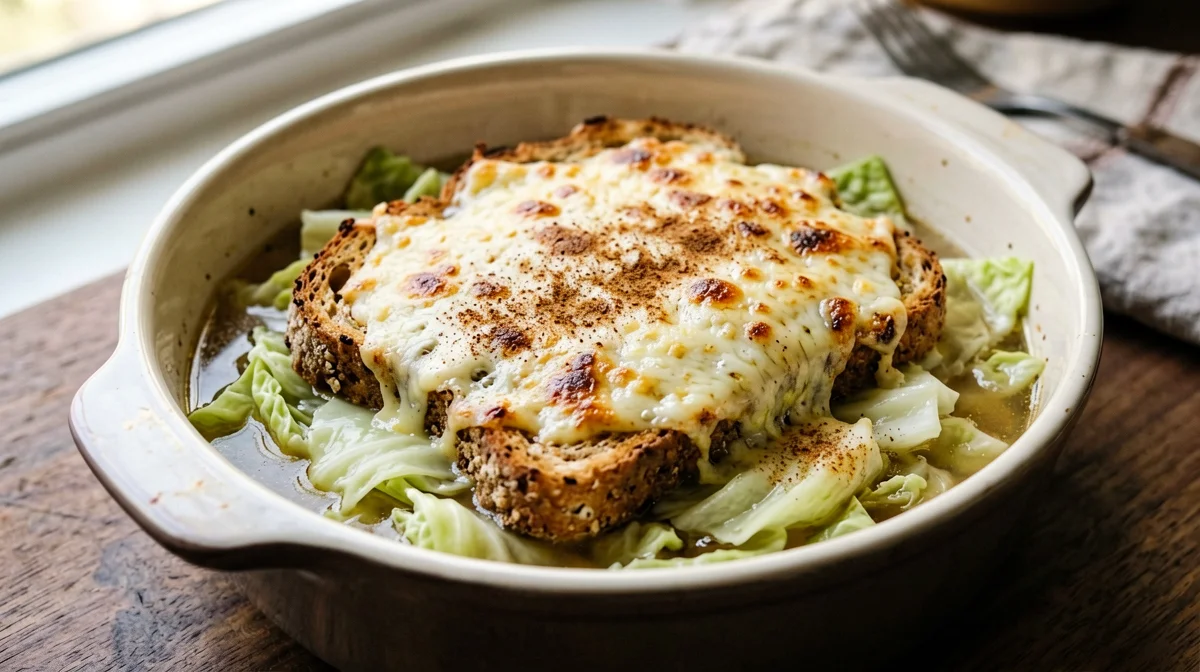 Zuppa valdostana di verza e fontina