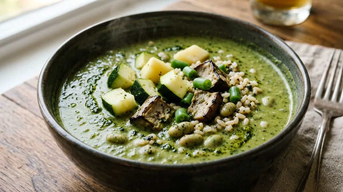 Minestrone alla genovese con pesto e fagioli