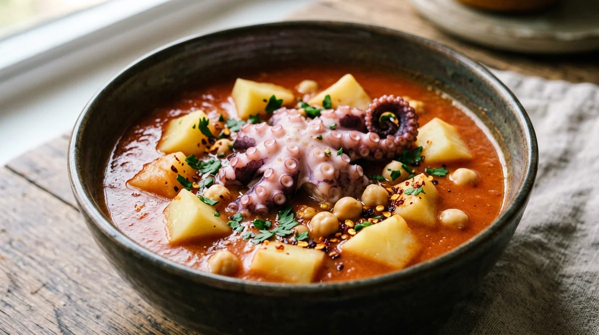 Zuppa di polpo, patate e ceci