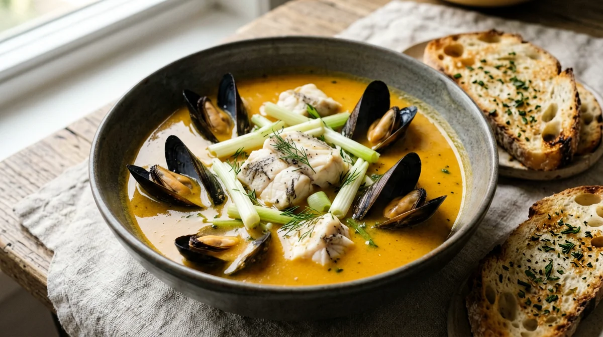 Bouillabaisse marsigliese con crostini all'aglio