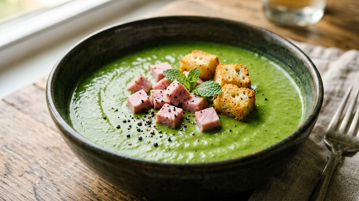 Potage Saint-Germain di piselli con prosciutto
