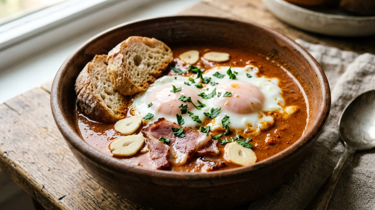 Castilian garlic soup with egg