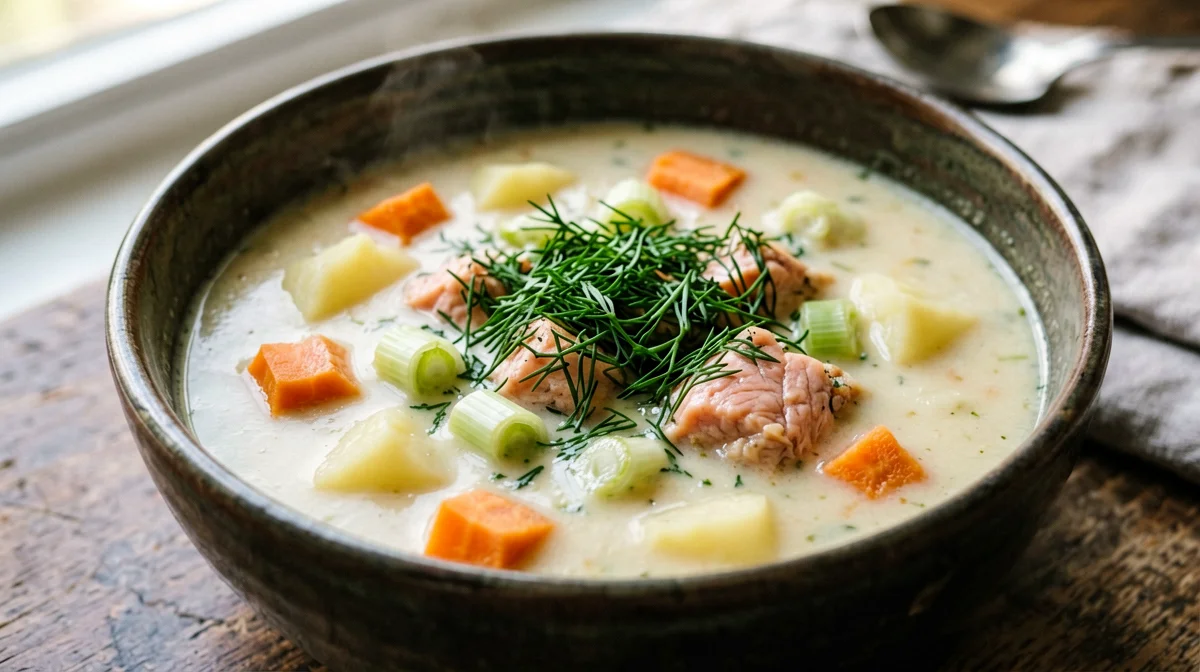 Finnish lohikeitto salmon and potato soup