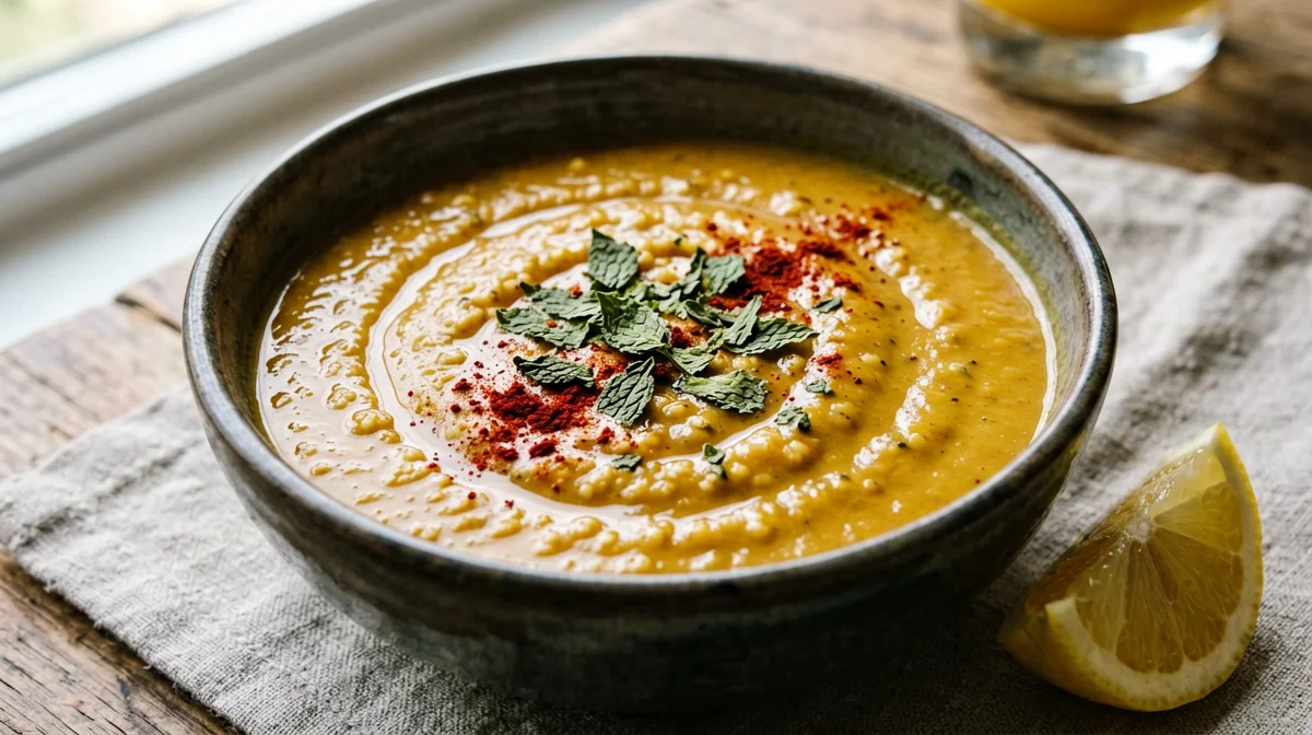 Mercimek çorbası turca di lenticchie rosse e bulgur