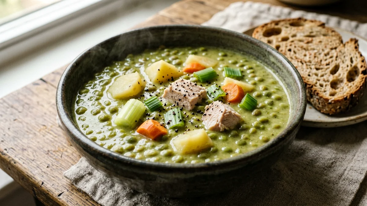 Zuppa olandese di piselli e verdure con tacchino