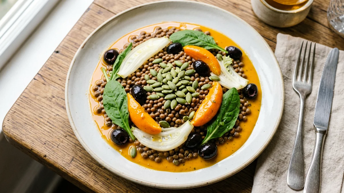 Warm lentil salad with fennel and orange