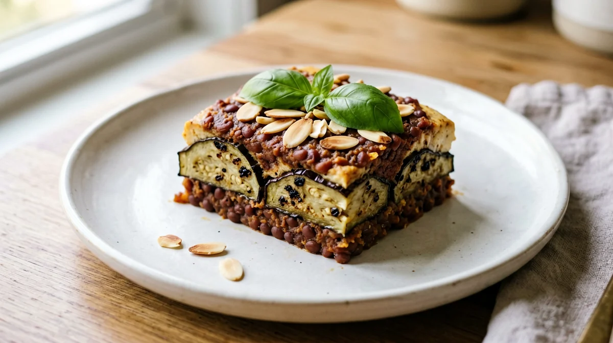 Lasagnetta di melanzane e ragù di lenticchie