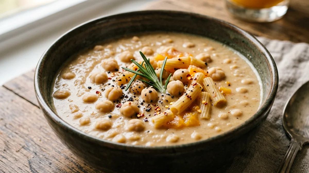 Pasta e ceci alla romana con rosmarino