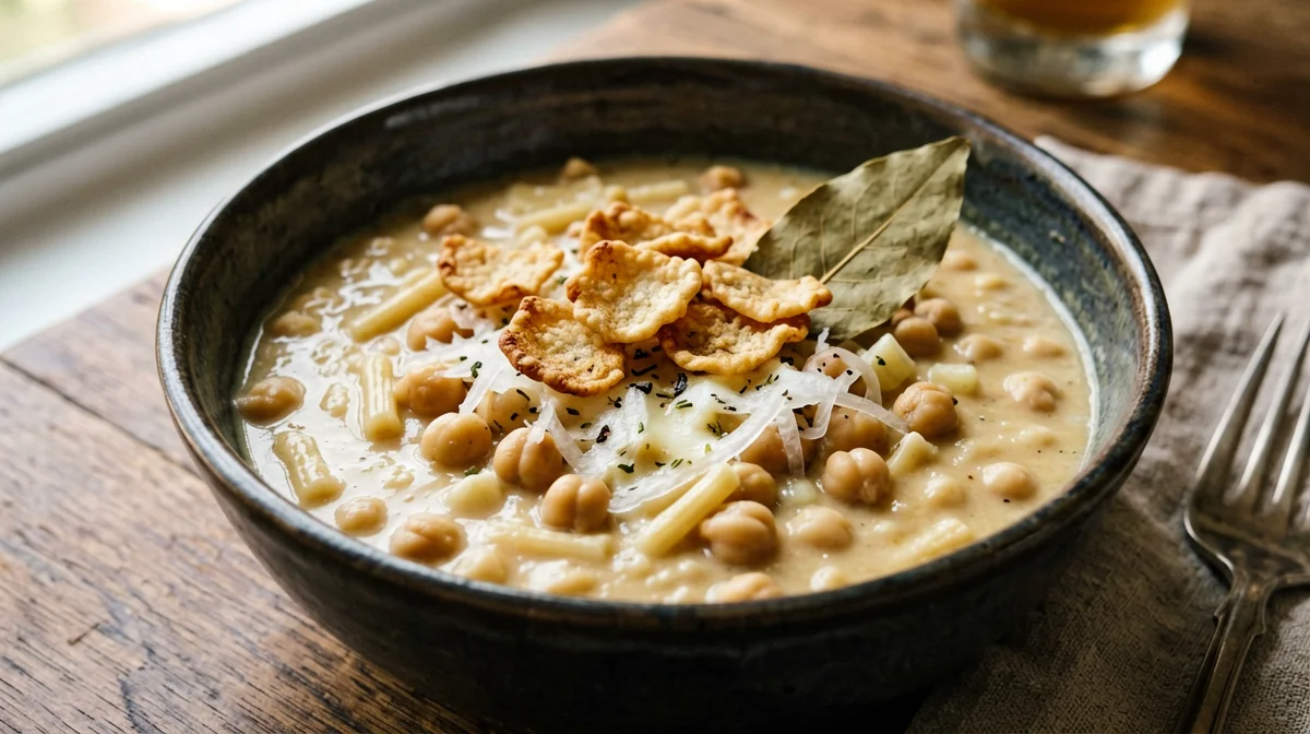 Ciceri e tria: chickpeas with crispy pasta