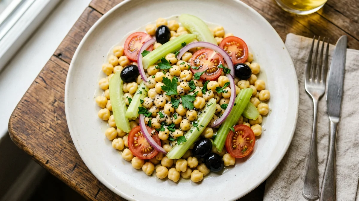 Insalata di ceci, lupini, sedano e olive