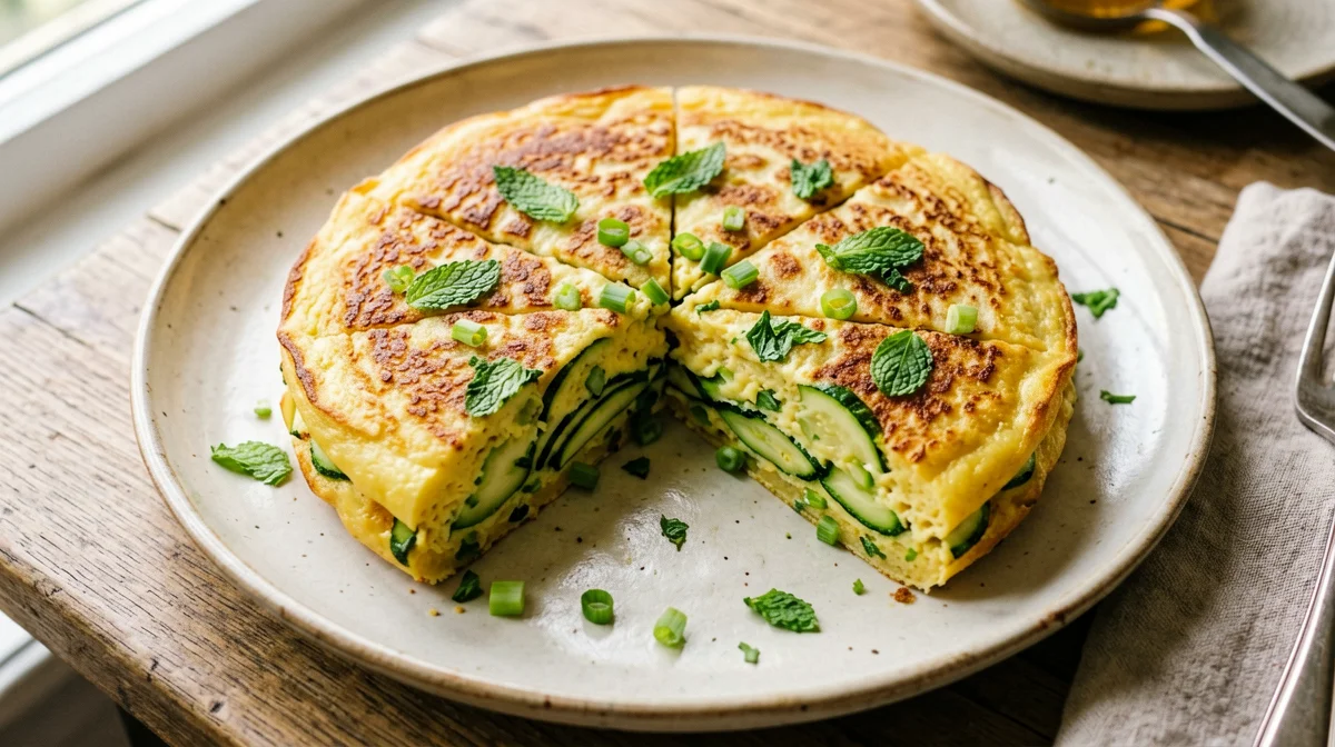 Frittata di ceci e tofu con zucchine novelle e menta