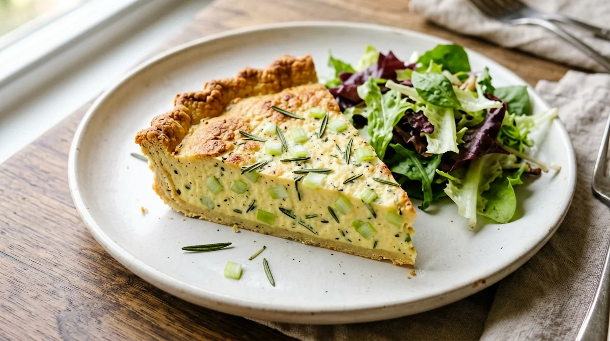 Torta di farina di ceci con porri e rosmarino
