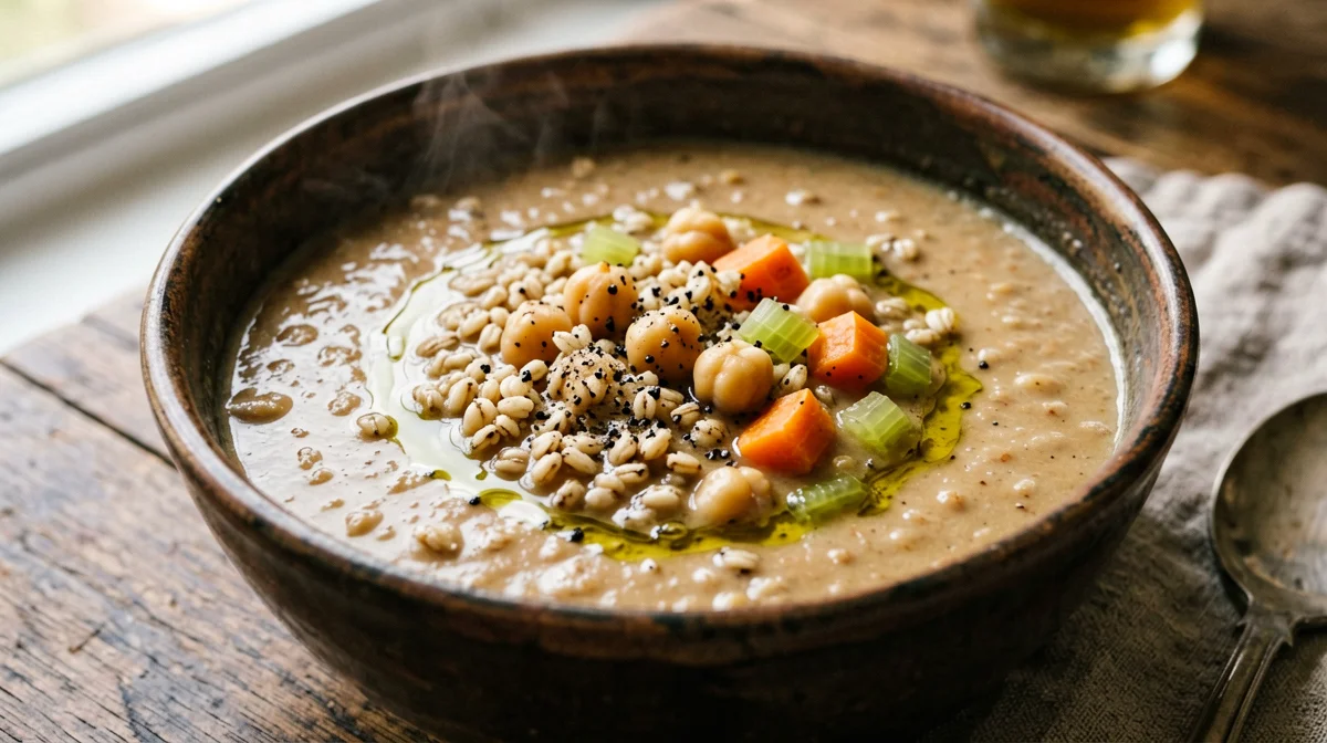 Tuscan chickpea and farro soup