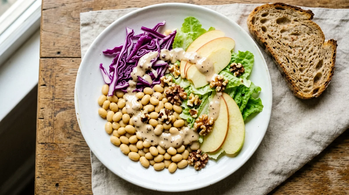 Insalata di lupini, radicchio, mela e noci