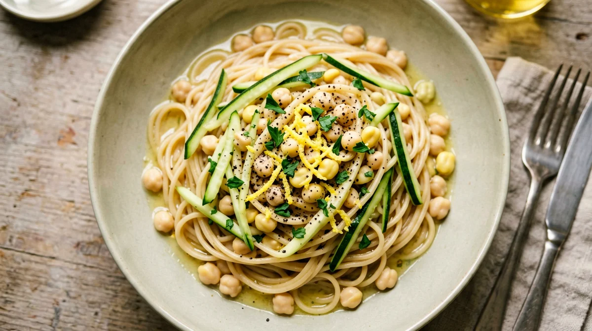 Pasta di ceci con lupini, limone e prezzemolo