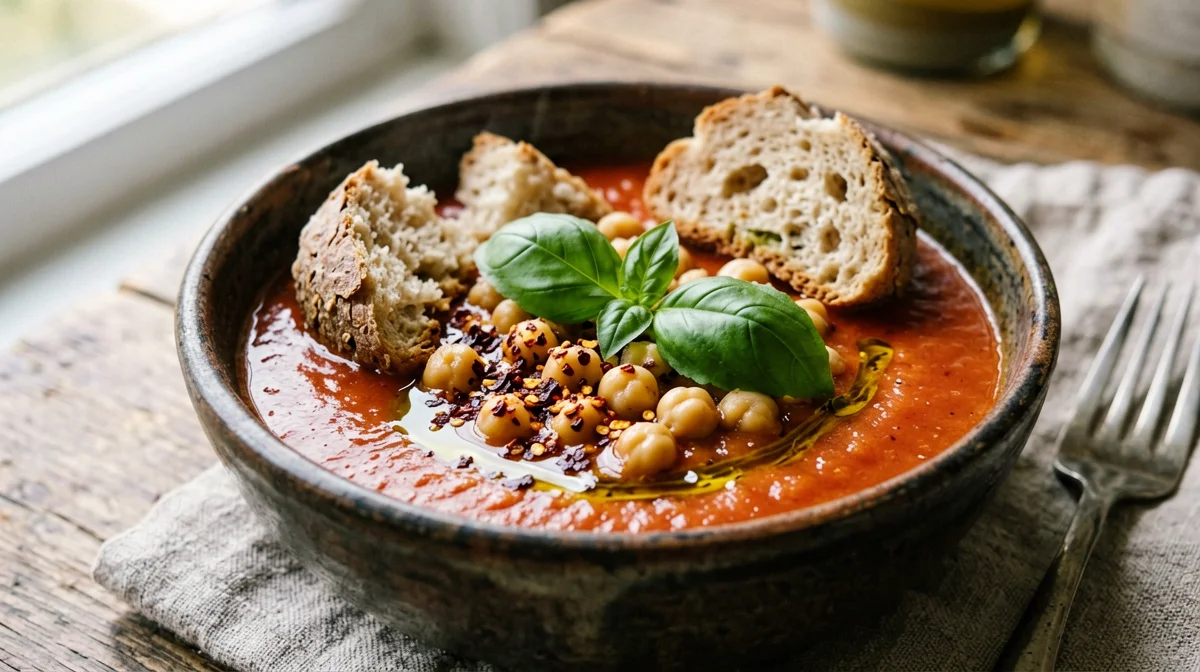 Tuscan tomato bread soup with chickpeas