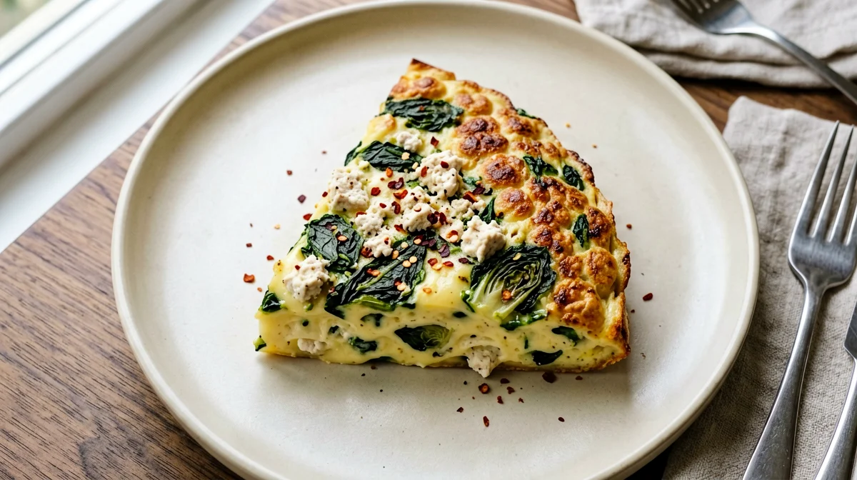 Baked chickpea frittata with turnip greens